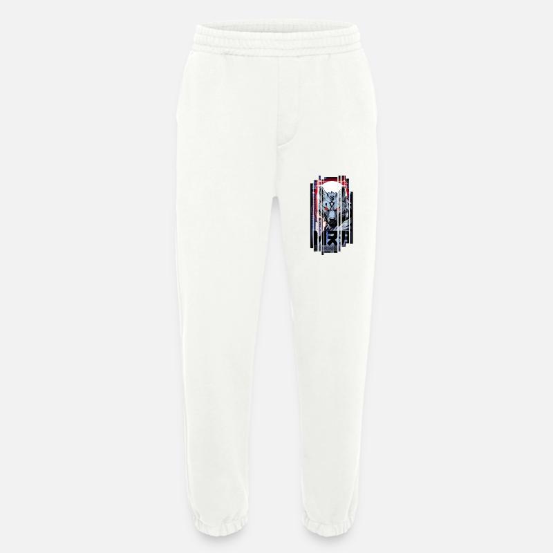 Silver Wolf Cyborg Geometric - Heavyweight Jogging Pants - made by SPREAD  - OFF WHITE