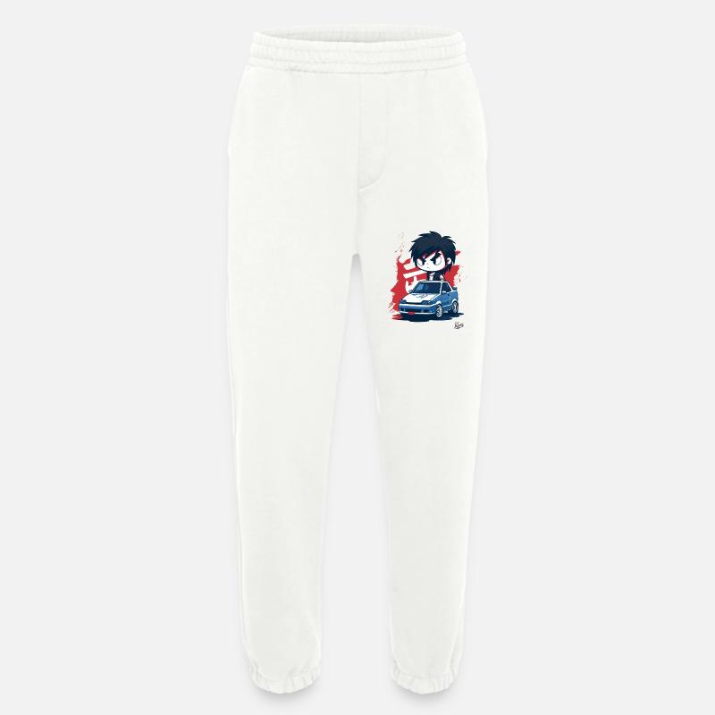 Chibi JDM Road Racer Boy - Heavyweight Jogging Pants - made by SPREAD  - OFF WHITE