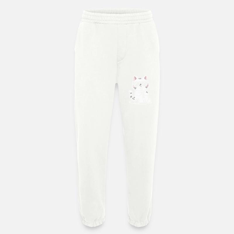 Cat with sunglasses playing flute - Heavyweight Jogging Pants - made by SPREAD  - OFF WHITE