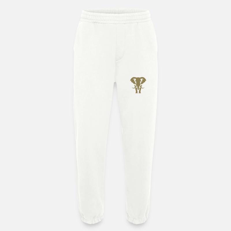 Elephant Silhouette White Logo - Heavyweight Jogging Pants - made by SPREAD  - OFF WHITE