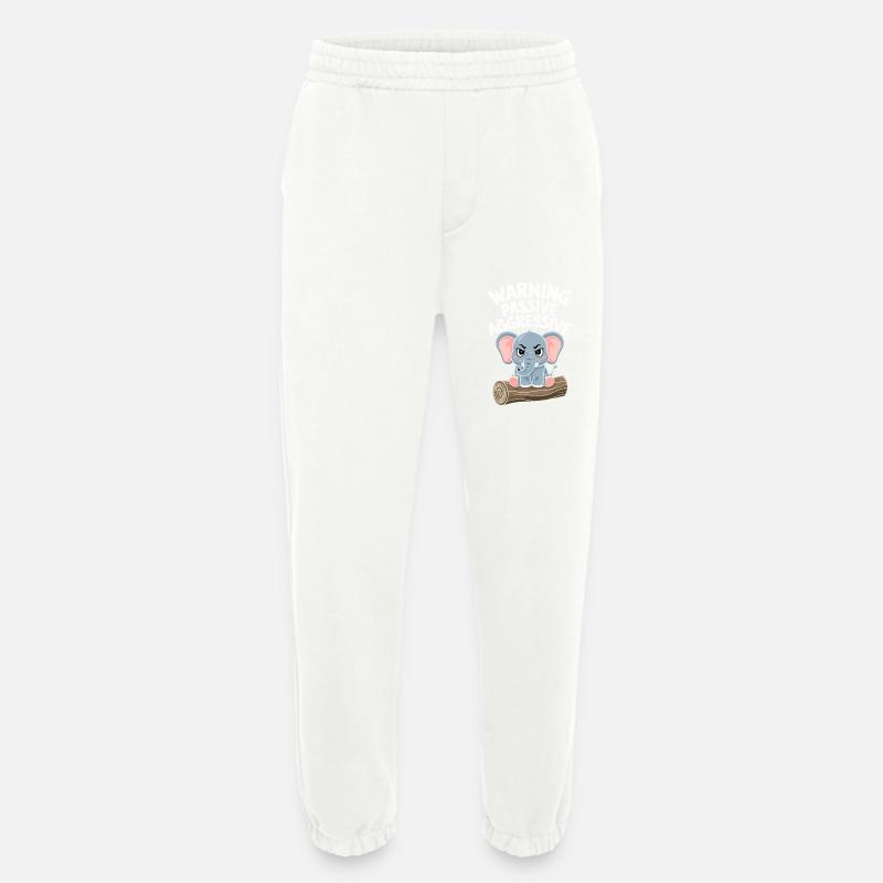 Beware Passive-Aggressive Funny Elephant - Heavyweight Jogging Pants - made by SPREAD  - OFF WHITE
