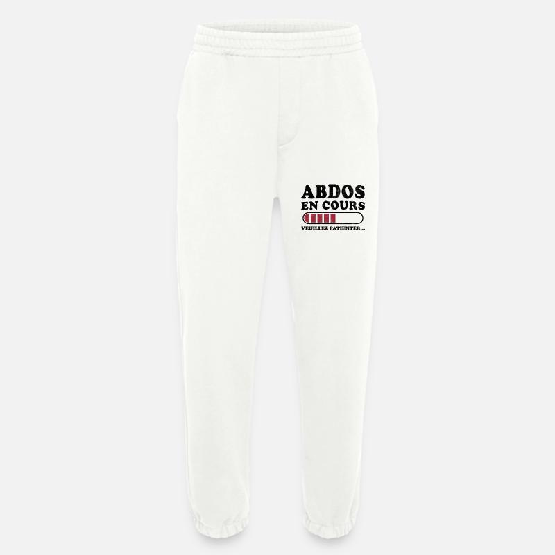 Abs in progress please wait - Heavyweight Jogging Pants - made by SPREAD  - OFF WHITE