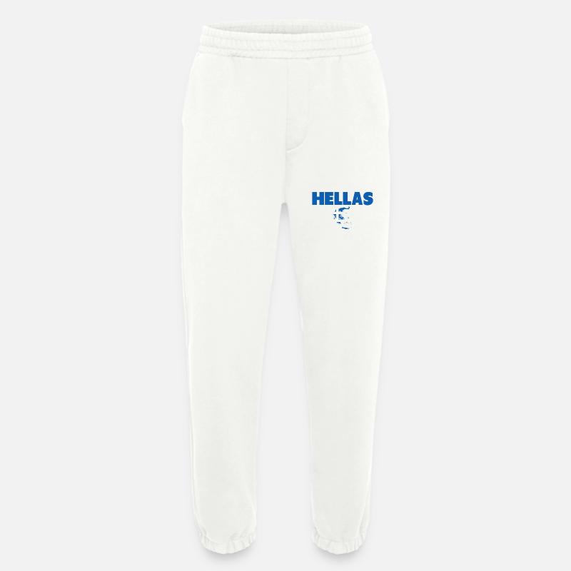 Hellas Grèce Carte Drapeau grec - Pantalon de jogging bio épais fabriqué en UE - OFF WHITE