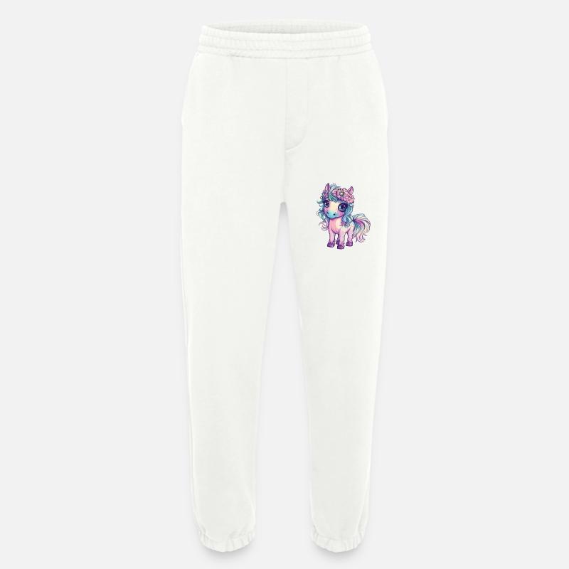 Regenbogenpony mit Blumen - Heavyweight Jogginghose - made by SPREAD  - OFF WHITE