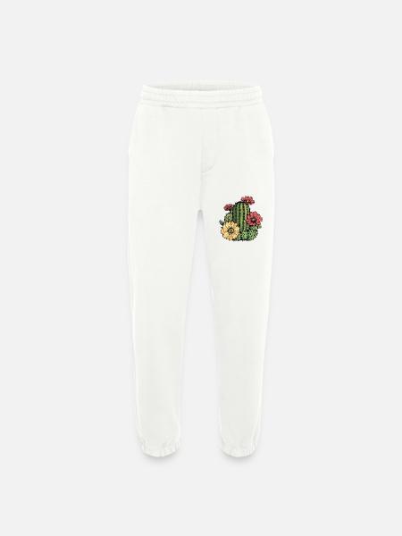 Cactus with flowers - Heavyweight Jogging Pants - made by SPREAD  - OFF WHITE