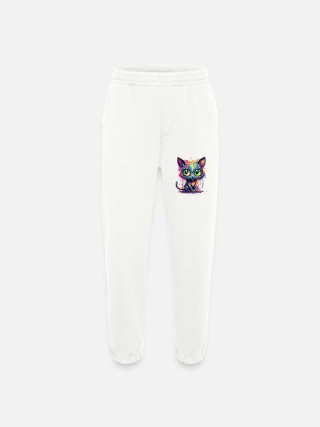 Bunte Neon Katze - Heavyweight Jogginghose - made by SPREAD  - OFF WHITE