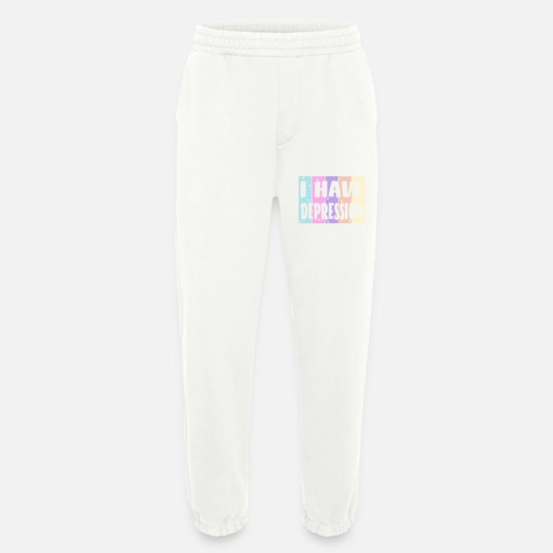 Je souffre de dépression - Pantalon de jogging bio épais fabriqué en UE - OFF WHITE