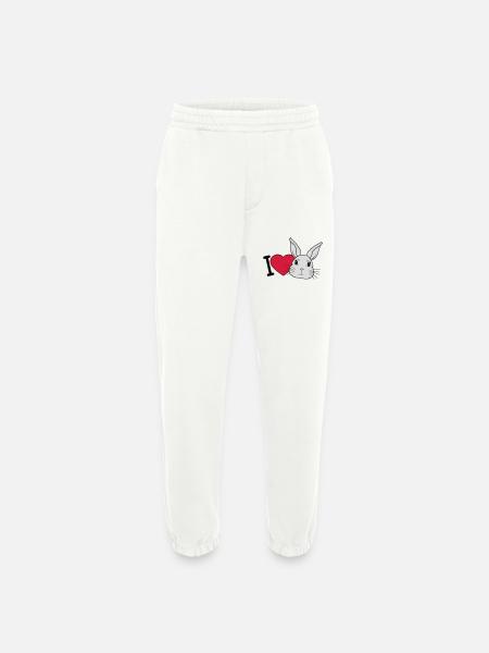 J’adore les lapins Logo - Pantalon de jogging bio épais fabriqué en UE - OFF WHITE