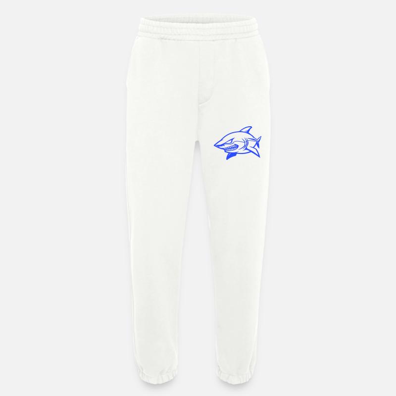 Bande dessinée requin - Pantalon de jogging bio épais fabriqué en UE - OFF WHITE