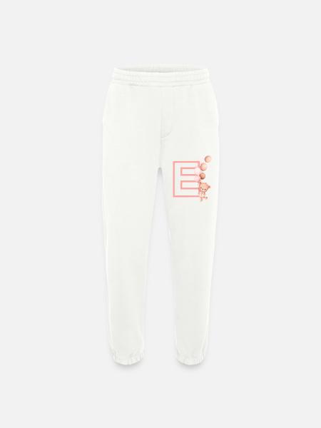 Letter e pink bear - Heavyweight Jogging Pants - made by SPREAD - OFF WHITE