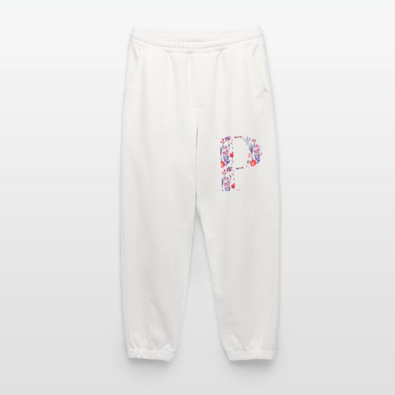 Personalisierter Blumenbuchstabe p - Geschenkidee Heavyweight Jogginghose - made by SPREAD 