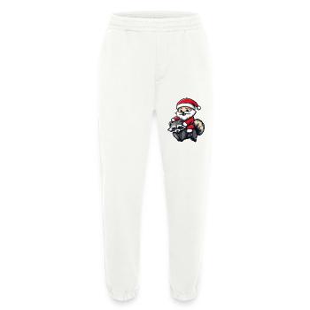 raton laveur Père Noël dessin animé - Pantalon de jogging bio épais fabriqué en UE - OFF WHITE - Devant