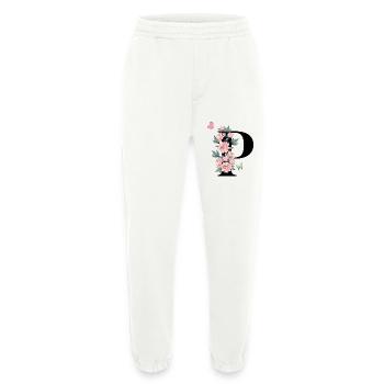 Buchstabe p rosa Blumen - Heavyweight Jogginghose - made by SPREAD  - OFF WHITE - Vorne