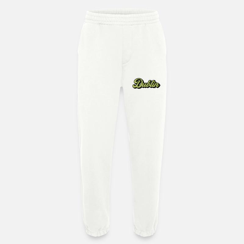 Dublin Retro Script in Lime - Pantalon de jogging bio épais fabriqué en UE - OFF WHITE