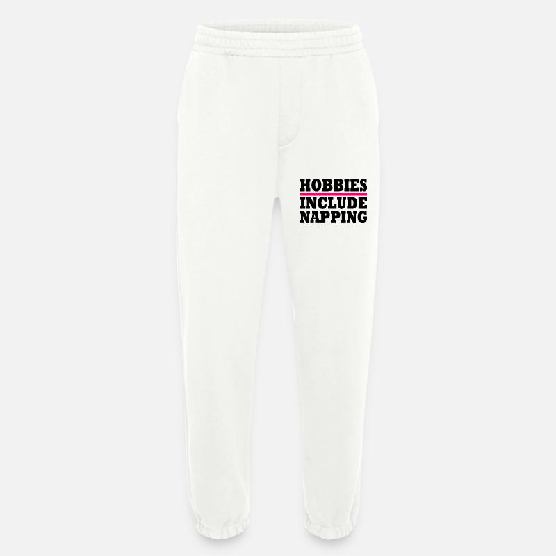 Hobbies include napping - Heavyweight Jogging Pants - made by SPREAD  - OFF WHITE