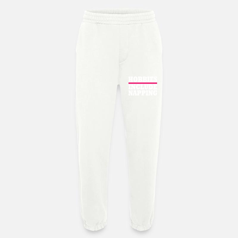 Hobbies include napping - Heavyweight Jogging Pants - made by SPREAD  - OFF WHITE