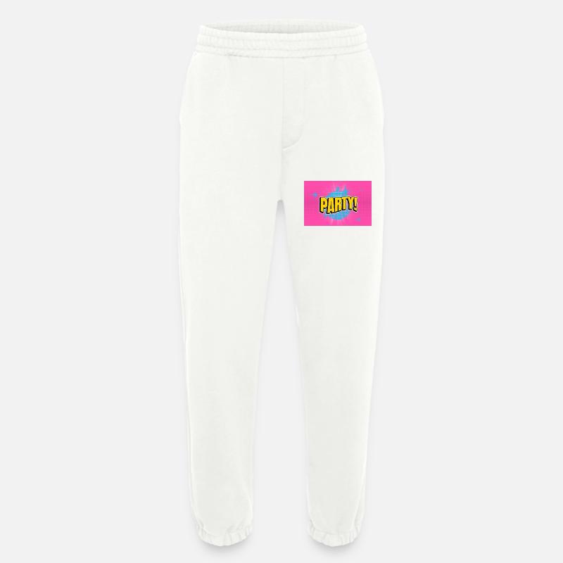 Party Disco Comic Style Bubbla Graffiti Bokstäver - Heavyweight Organic Sweatpants Made in EU - OFF WHITE