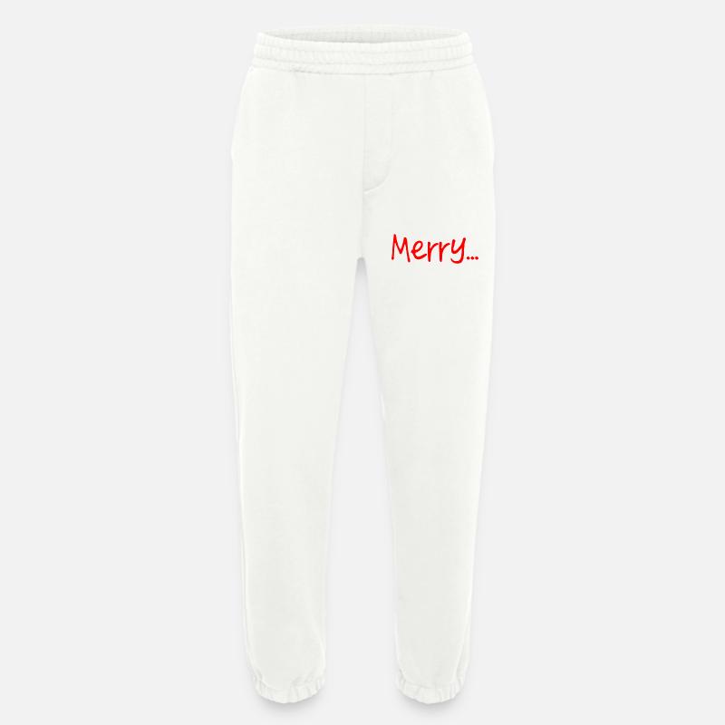 Red Merry Script on Black - Heavyweight Jogging Pants - made by SPREAD  - OFF WHITE
