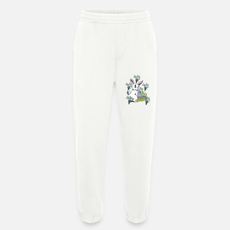 Spring snowdrop flowers Easter bunny - Heavyweight Jogging Pants - made by SPREAD - OFF WHITE