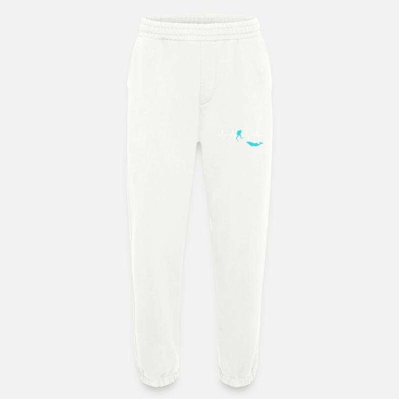 Diving Heartbeat Dolphin - Heavyweight Jogging Pants - made by SPREAD - OFF WHITE