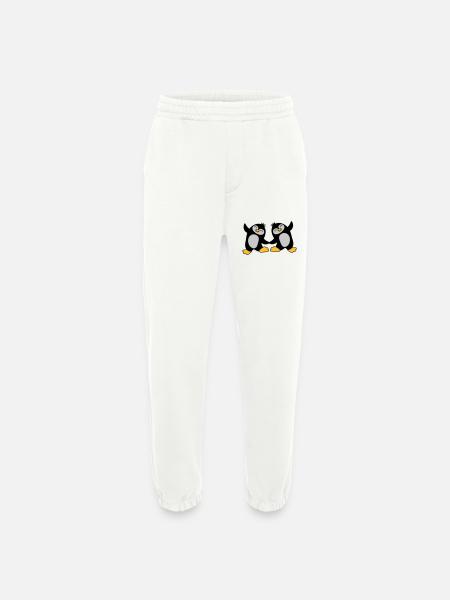 2 pingouins mignons dansant - Pantalon de jogging bio épais fabriqué en UE - OFF WHITE