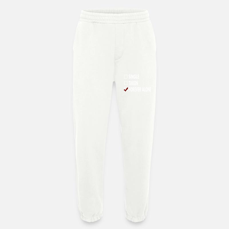 SINGLE FOREVER ALONE - Pantalon de jogging bio épais fabriqué en UE - OFF WHITE