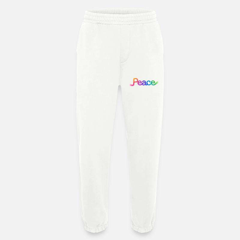 Farbige Peace-Schrift im Pfeildesign - Heavyweight Jogginghose - made by SPREAD  - OFF WHITE