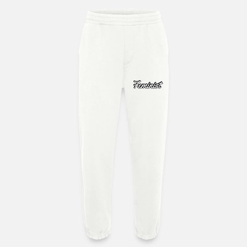 Feminist Script on Apparel - Heavyweight Jogging Pants - made by SPREAD  - OFF WHITE