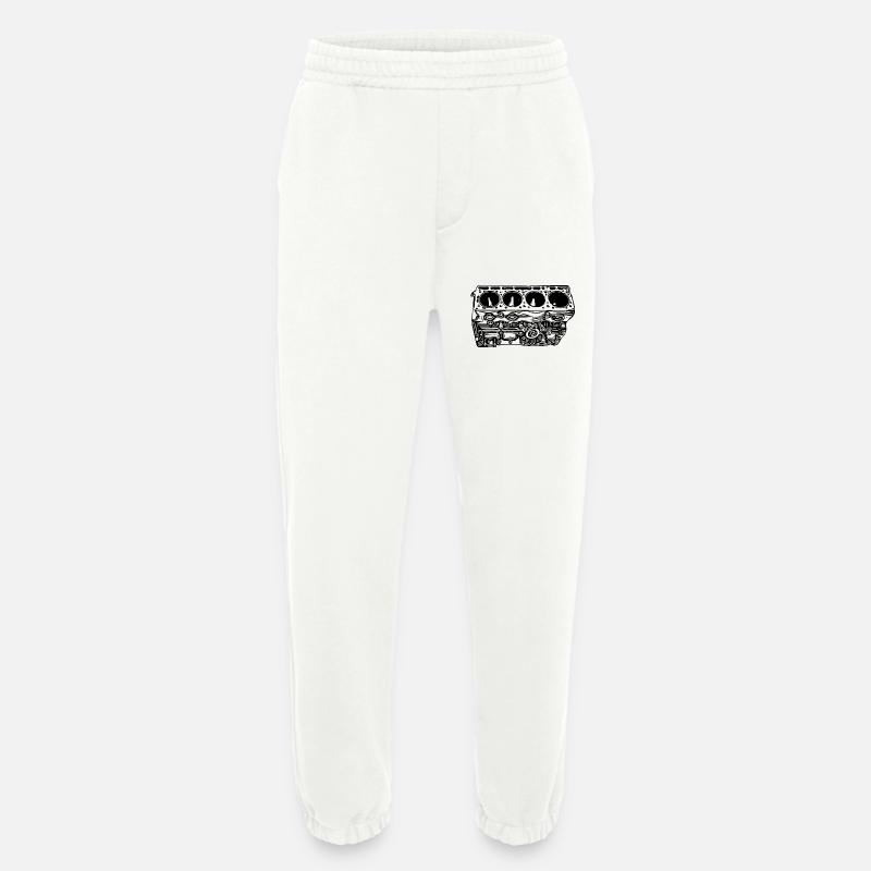 Engine block cylinder displacement fan - Heavyweight Jogging Pants - made by SPREAD  - OFF WHITE