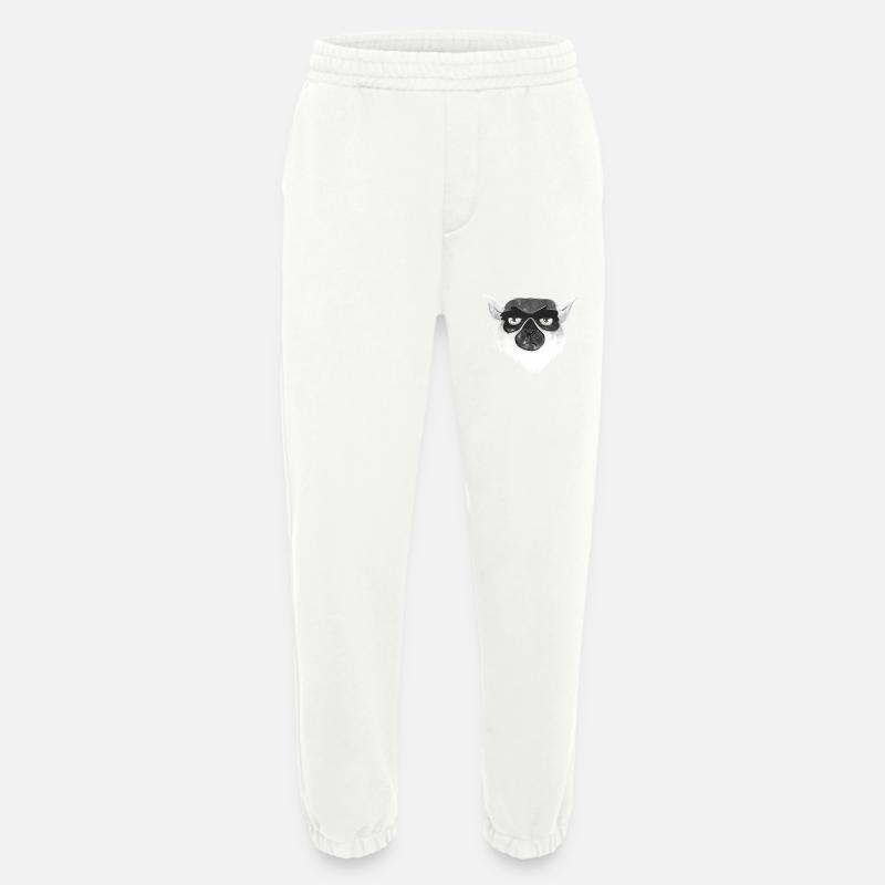 Grumpy unhappy lemur face - Heavyweight Jogging Pants - made by SPREAD  - OFF WHITE