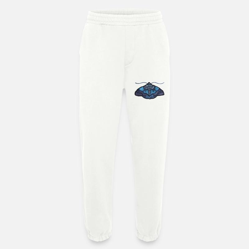 Blue moth – unique embroidered pattern - Heavyweight Jogging Pants - made by SPREAD  - OFF WHITE