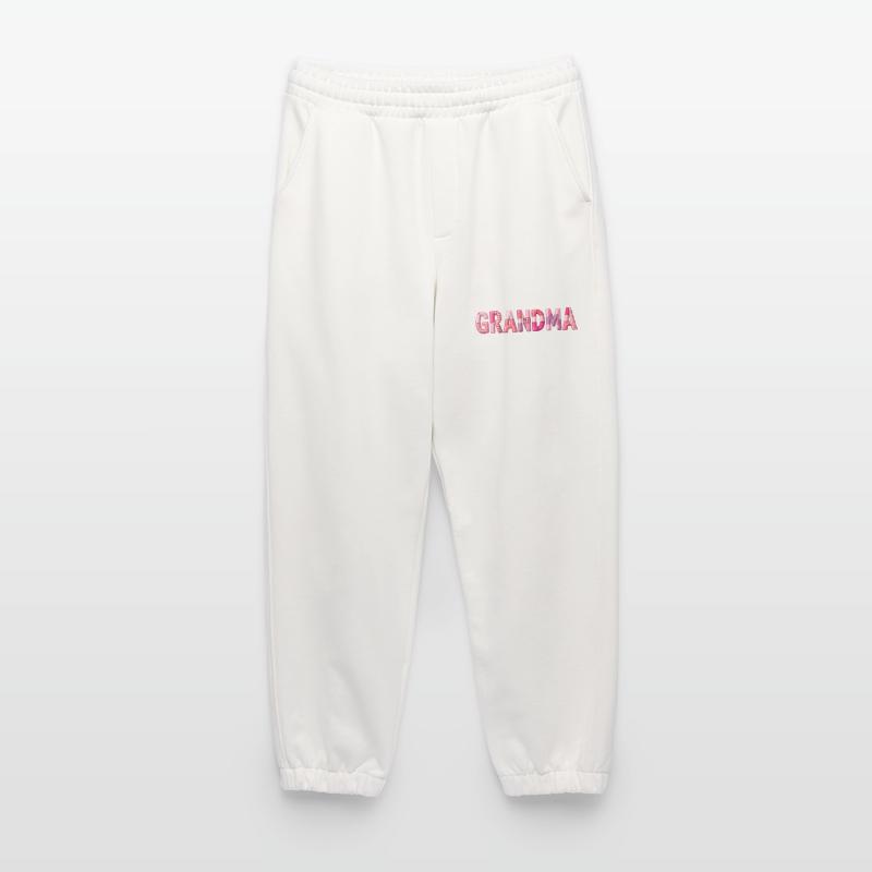 Grandmother Pink Plaid Letters Patchwork Heavyweight Jogging Pants - made by SPREAD 