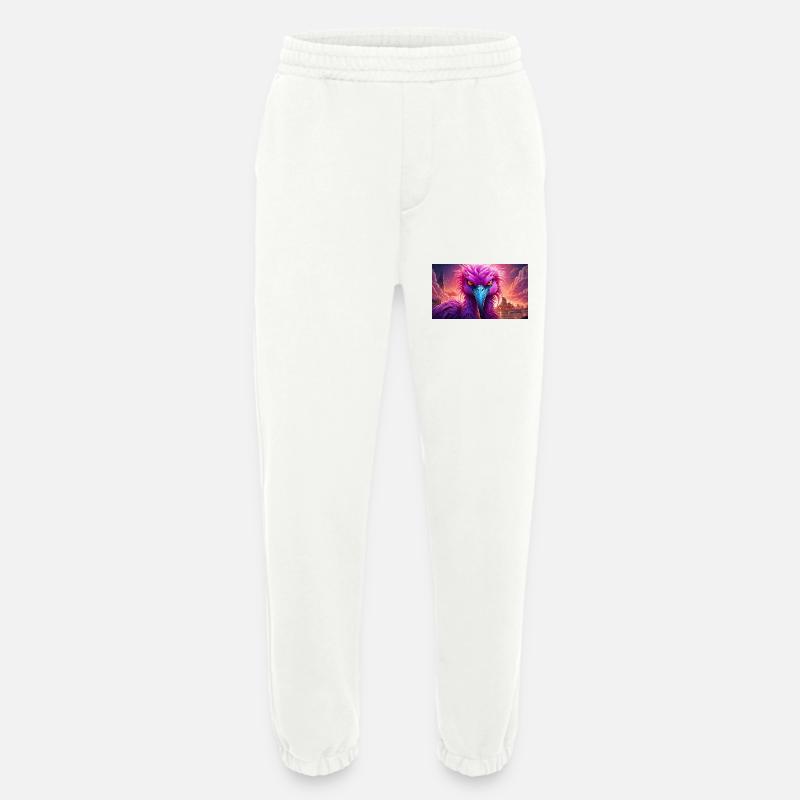 Cute grumpy grouchy animals - flamingo - Heavyweight Jogging Pants - made by SPREAD - OFF WHITE