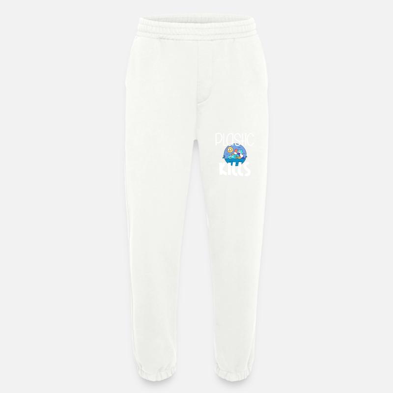 Plastic Kills Environmental Recycling - Heavyweight Jogging Pants - made by SPREAD  - OFF WHITE
