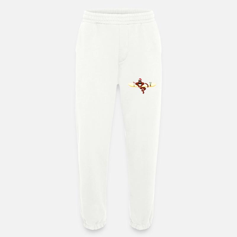 Cat on a surfboard - Heavyweight Jogging Pants - made by SPREAD  - OFF WHITE