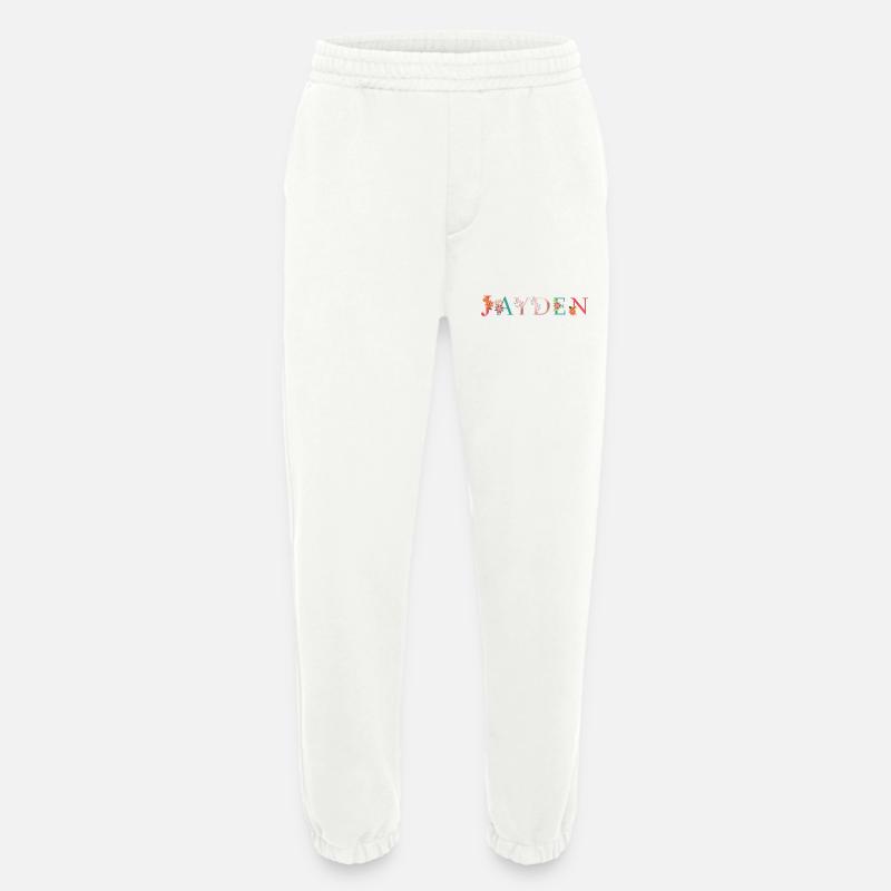 JAYDEN Namenskunst mit gestickten Blumen - Heavyweight Jogginghose - made by SPREAD  - OFF WHITE