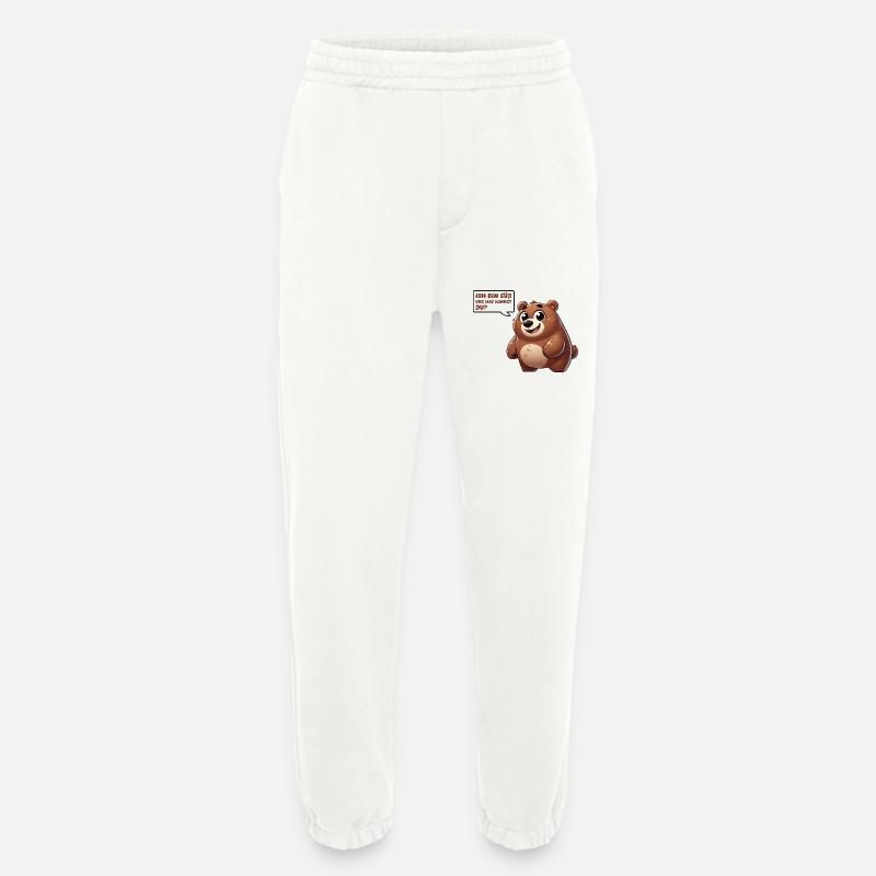 Ours Bande dessinée Mignon - Pantalon de jogging bio épais fabriqué en UE - OFF WHITE