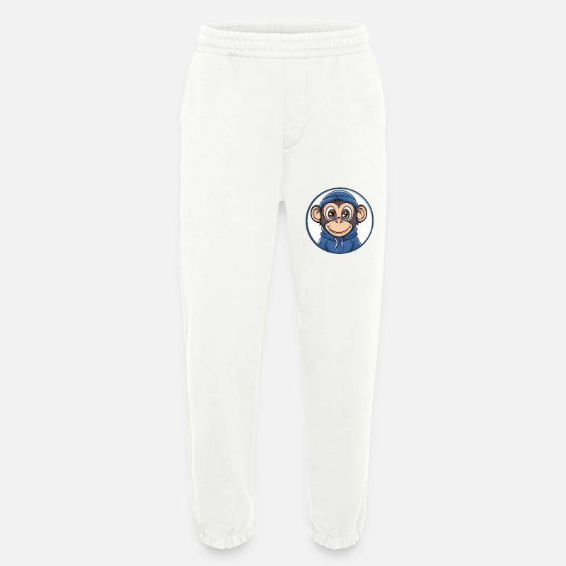 Cooler Affe mit Kapuze - Heavyweight Jogginghose - made by SPREAD  - OFF WHITE