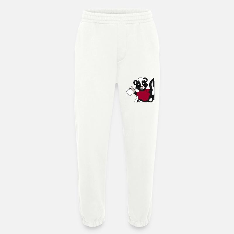 Skunk Pixie sur les toilettes - Pantalon de jogging bio épais fabriqué en UE - OFF WHITE
