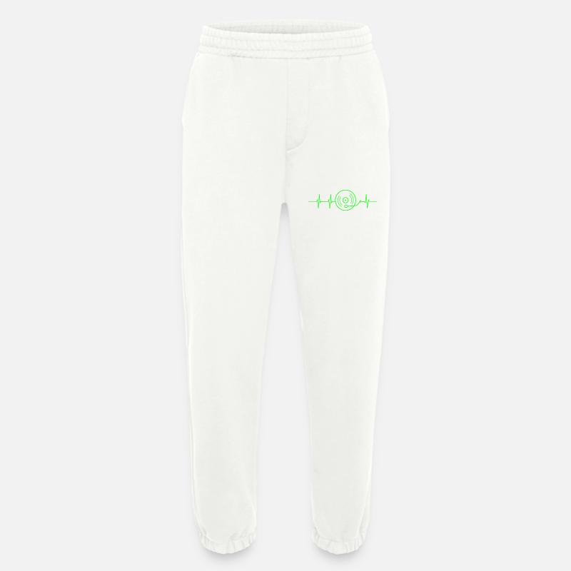 Fréquence cardiaque sur platine - Pantalon de jogging bio épais fabriqué en UE - OFF WHITE