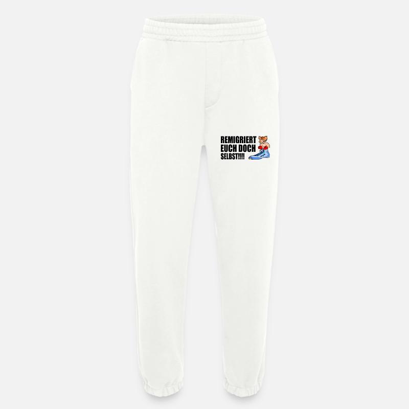 Remigrate yourselves - Heavyweight Jogging Pants - made by SPREAD  - OFF WHITE