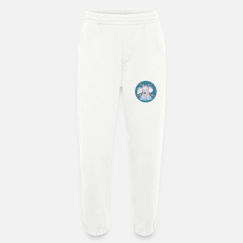 Elephant celebrates birthday - Heavyweight Jogging Pants - made by SPREAD  - OFF WHITE
