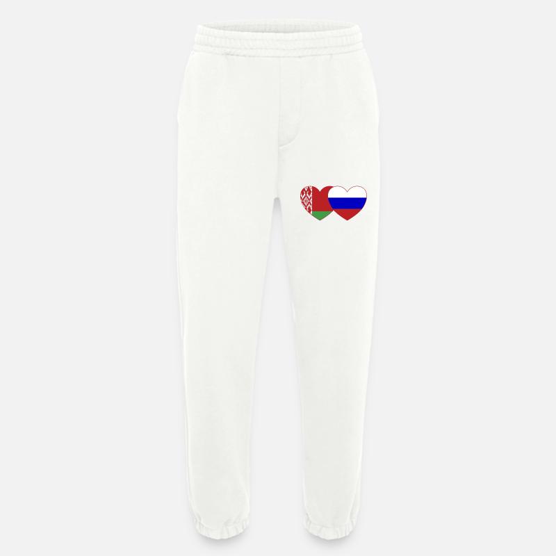 Biélorussie Russie Drapeau Cœur - Pantalon de jogging bio épais fabriqué en UE - OFF WHITE