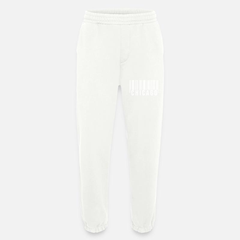 Chicago Barcode1 - Heavyweight Jogging Pants - made by SPREAD  - OFF WHITE