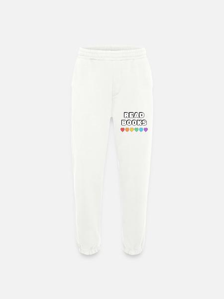 Read Books Rainbow Hearts - Heavyweight Jogging Pants - made by SPREAD - OFF WHITE