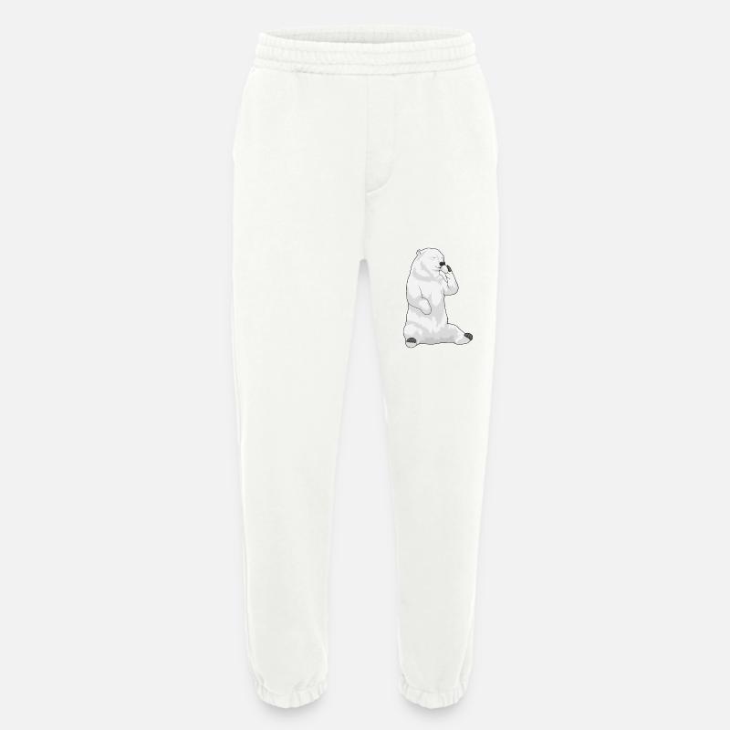 Polar Bear Coffee Cup - Heavyweight Jogging Pants - made by SPREAD  - OFF WHITE
