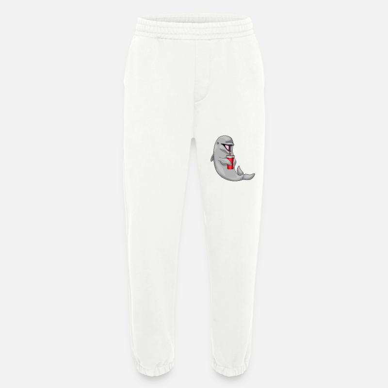 Dolphin drinking cup - Heavyweight Jogging Pants - made by SPREAD  - OFF WHITE