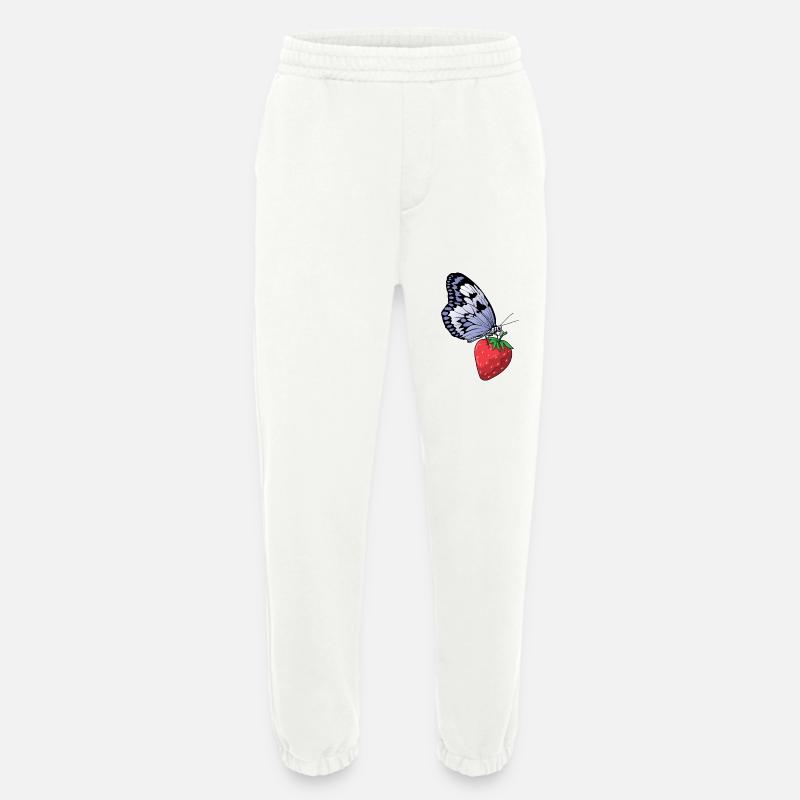 Fraise papillon - Pantalon de jogging bio épais fabriqué en UE - OFF WHITE