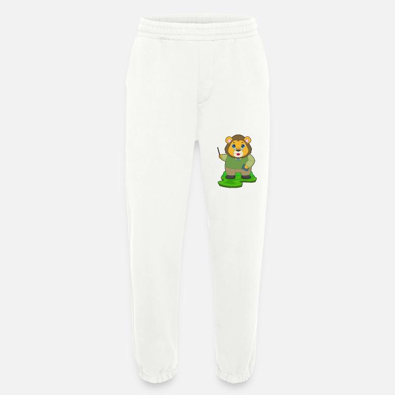 Lion Teacher Pointer - Heavyweight Jogging Pants - made by SPREAD - OFF WHITE