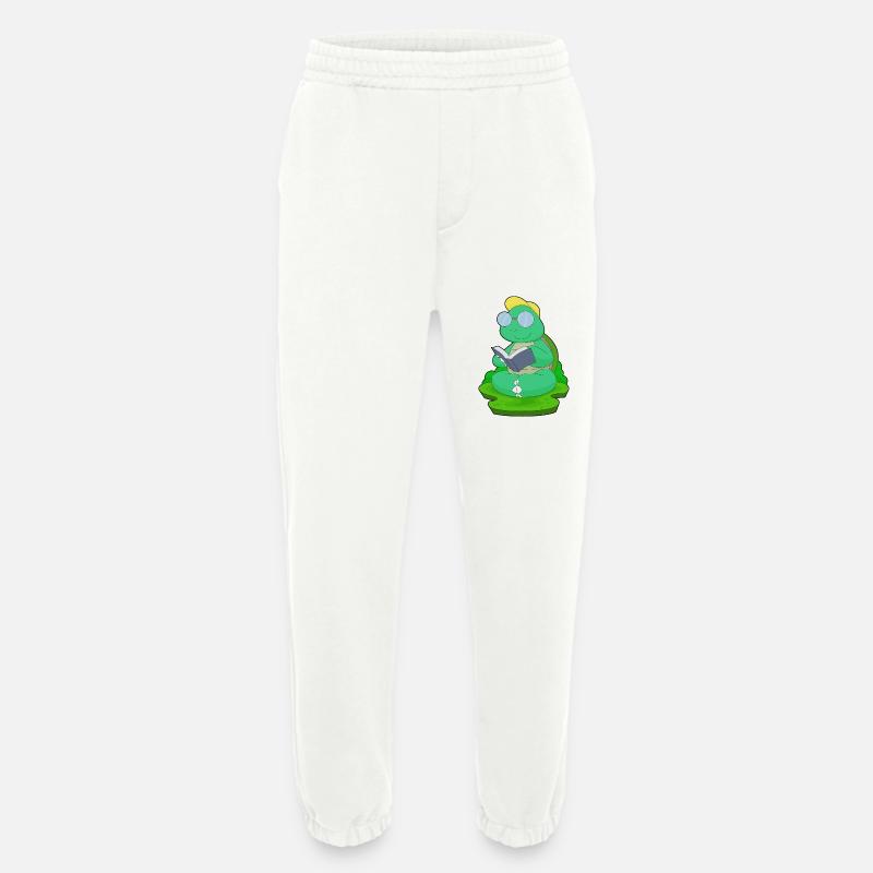 Turtle Nerd Book Glasses - Heavyweight Jogging Pants - made by SPREAD - OFF WHITE